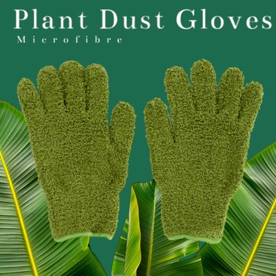 BUTTERFLY GIFTS LTD 1Pairs Microfibre Gloves Plant Duster Glove Green Gardening Leaf Shine Dust Glov