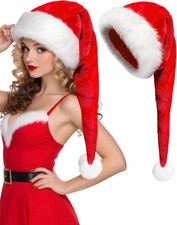 Long Plush Santa Hat Christmas Hat for Adults Unisex Classic Santa Hat Thicken
