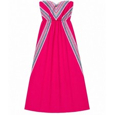 My Michelle Pink Strapless Maxi Dress Geometric Boho Sweetheart Size S