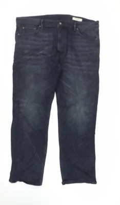 Marks and Spencer Mens Blue Cotton Straight Jeans Size 40 in L31 in Regular Zip - Image 1 of 4