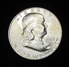 1953-D GEM BU FRANKLIN HALF DOLLAR - 90% SILVER - ABOUT 95% BELL LINES