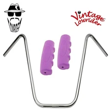 Original Lowrider 19" 22.2 Ape Handlebar Chrome 0214 120mm Grips Solid/Purple