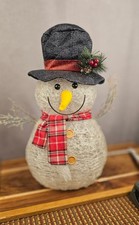Festive Snowman Decoration With Hat Scarf - 16" Tall Light-Up Design Holiday C