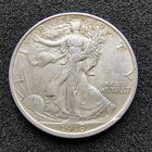 1918-D Walking Liberty Half Dollar 50C - Denver Mint - XF Details - Cleaned