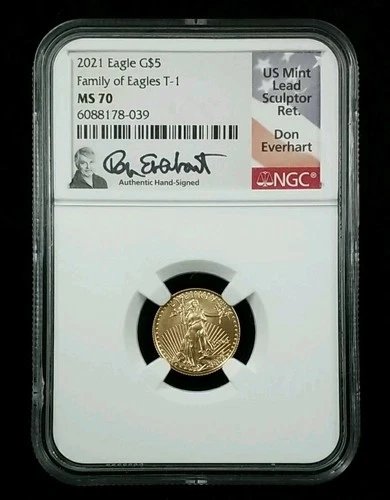 2021 Gold Eagle $5 Type 1 NGC MS 70  1/10 oz Don Everhart Signature Label 6789