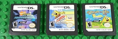 Nintendo DS Lot of 3 SpongeBob Atlantis Squarepantis, Surf/Skate & Drawn To Life
