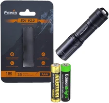 E01 V2 100 Lumen LED Flashlight with  AAA Alkaline Battery Bundle (Black)