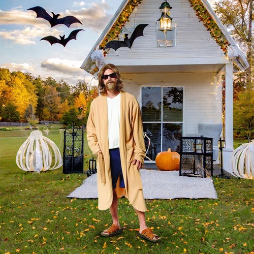 Costume Da Uomo Pigro Con Accappatoio E Parrucca | Taglia Unica - Foto 3 di 5