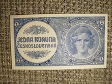 Czechoslovakia 1 Koruna 1946 aUNC+ Unissued Banknote Czechoslovakia Banknote
