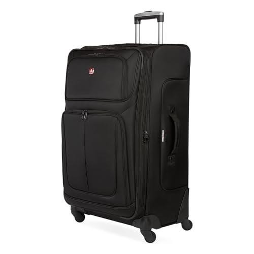 SwissGear Sion 29” Checked Luggage Spinner Expandable Softside Black