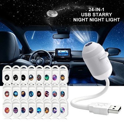2in1 USB Mini Galaxy Star Projector Night Light Car Home Decor Kids Adults