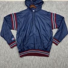 Vintage 90s Russell Athletic Windbreaker Jacket XL Navy Made in USA Pullover
