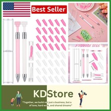 2 Pack Diamond Painting Pens with 40 Wax Replacements, Pink  White, Craft DI...