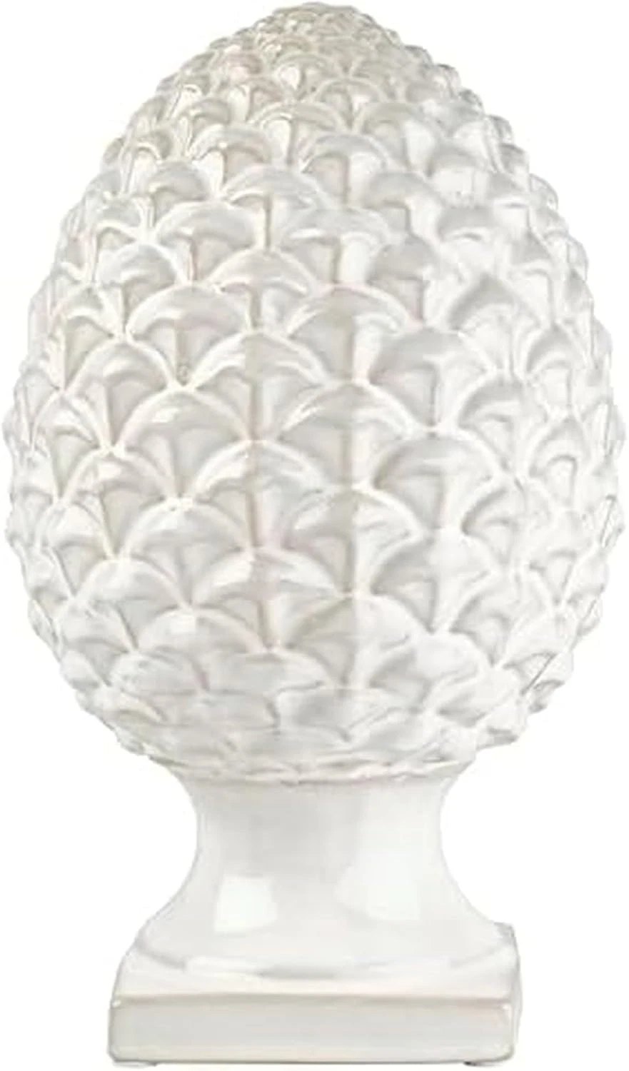 6.54X6.54X10.94 Inch White Ceramic Pinecone Figurine Durable Design for Everyday