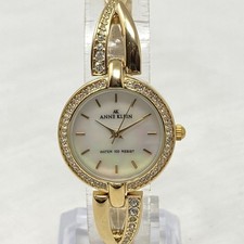 Anne Klein Watch Women Gold Tone 26mm Crystal Bezel Bling MOP WR New Battery 7"