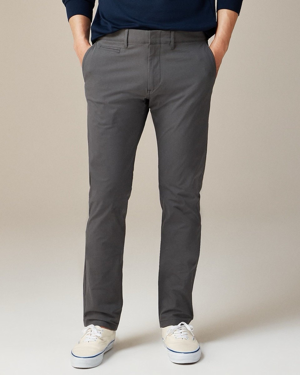 $118 J.Crew Men's 484 Slim-fit tech Chino pants Bedford Coal Size