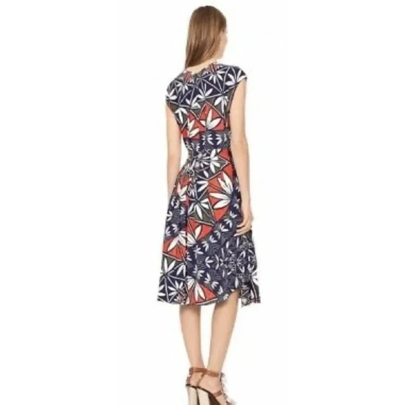 Abito midi Tory Burch Acoma Pottery avvolgente in seta NUOVO Michelle Obama S taglia 6 $595 MCM