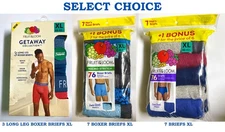Fruit Of The Loom Mens Underwear Briefs & Long Leg Boxer Briefs 3pk 7pk (XL)
