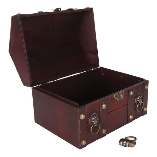 _Treasure Chest Storage Box With Combination Lock Handcraft Exquisite Wood T - Picture 9 of 12