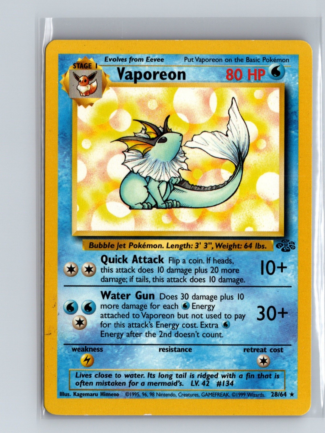 Vaporeon (28) Rare Jungle 28/64 NM