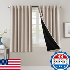 H.VERSAILTEX 100 Blackout Curtains Bedroom Black Liner Room Darkening 54"