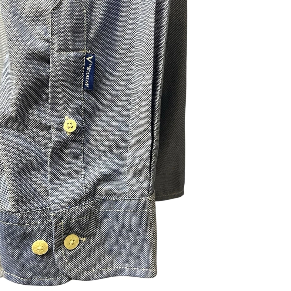 Antigua Shirt XL Blue Button-Up KU School Of Business Embroidered Collegiate - Image 4 of 4
