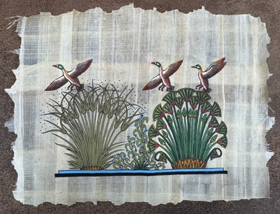 Authentisches Ägyptisches Papyrus, Handbemalt - Flug Von Enten