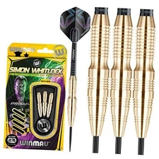  Simon Whitlock Brass Darts Set with Flights and Shafts (Stems) 24g Steel Tip