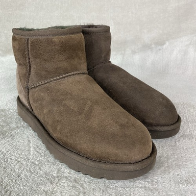 #ad #ad UGG Classic Mini II Boots Womens Size 7 Dark Brown Suede Sheepskin Lined Ankle $42.49