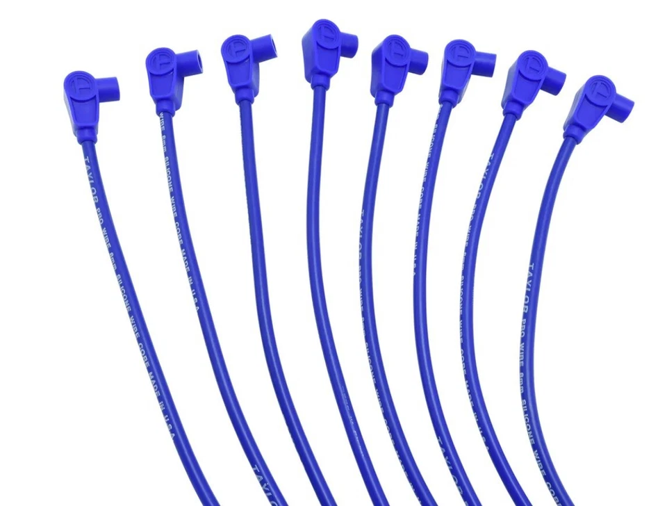 Juego de cables de bujías Taylor 70650 TCW Pro 8 mm azul 90 grados universal v8 8 cilindros Foto 3 de 4