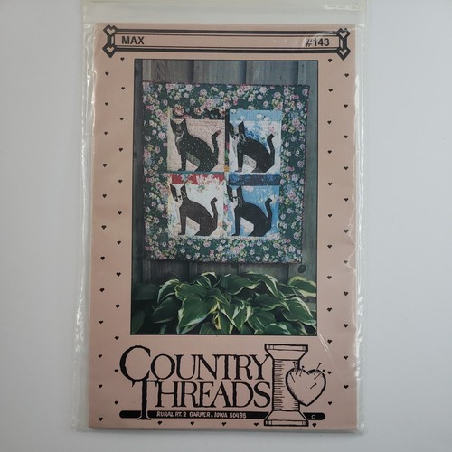 Country Threads Max #143 Quilt Pattern Wall Hanging 37"x41" Cat Blocks 2 sizes - Picture 1 of 4