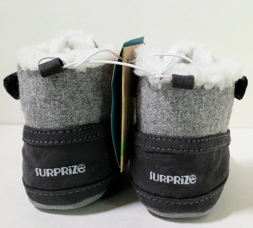 Scarpa nera grigia fase 1 pre walker stride rite bambino taglia 6-12 foderata in pile   - Foto 5 di 8