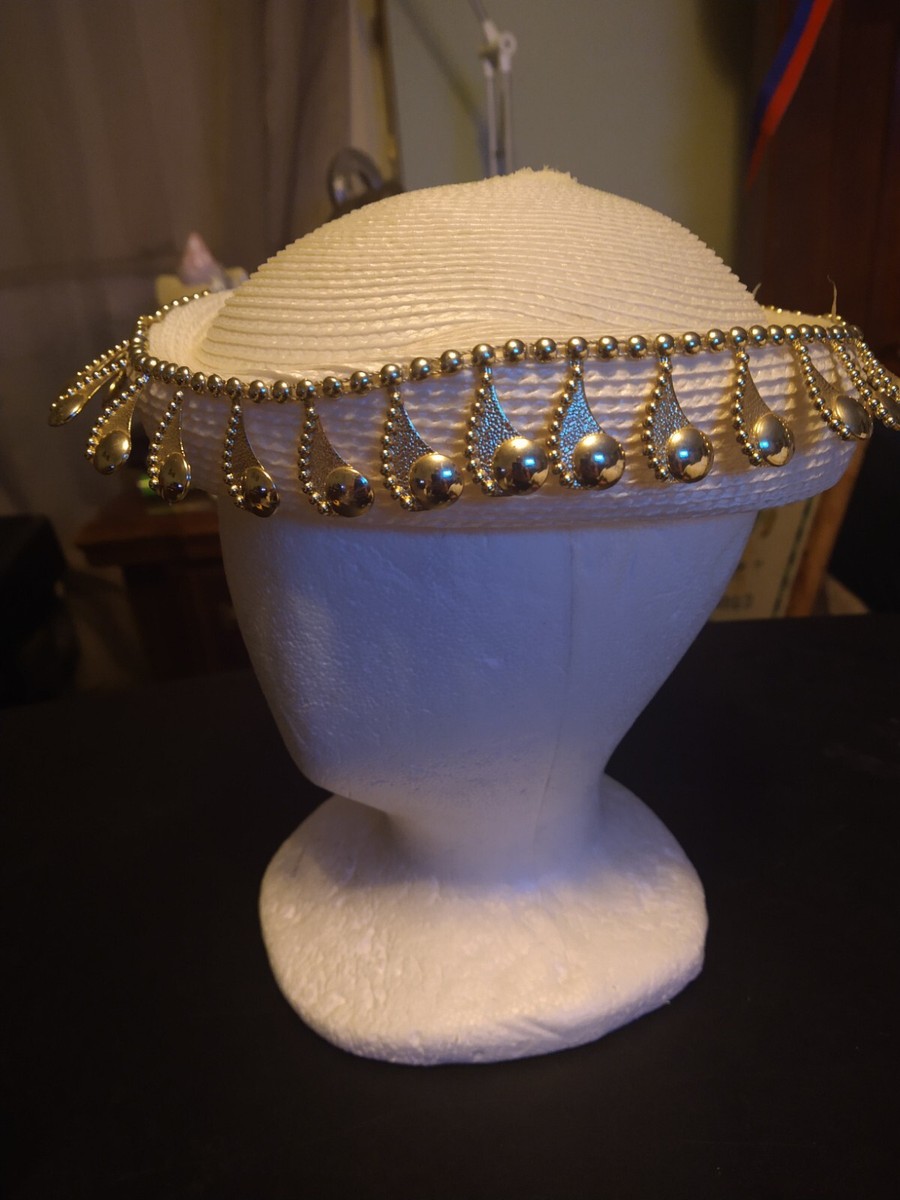 Womens Fancy Church Derby Wedding Hat White With Hanging  display picture 3