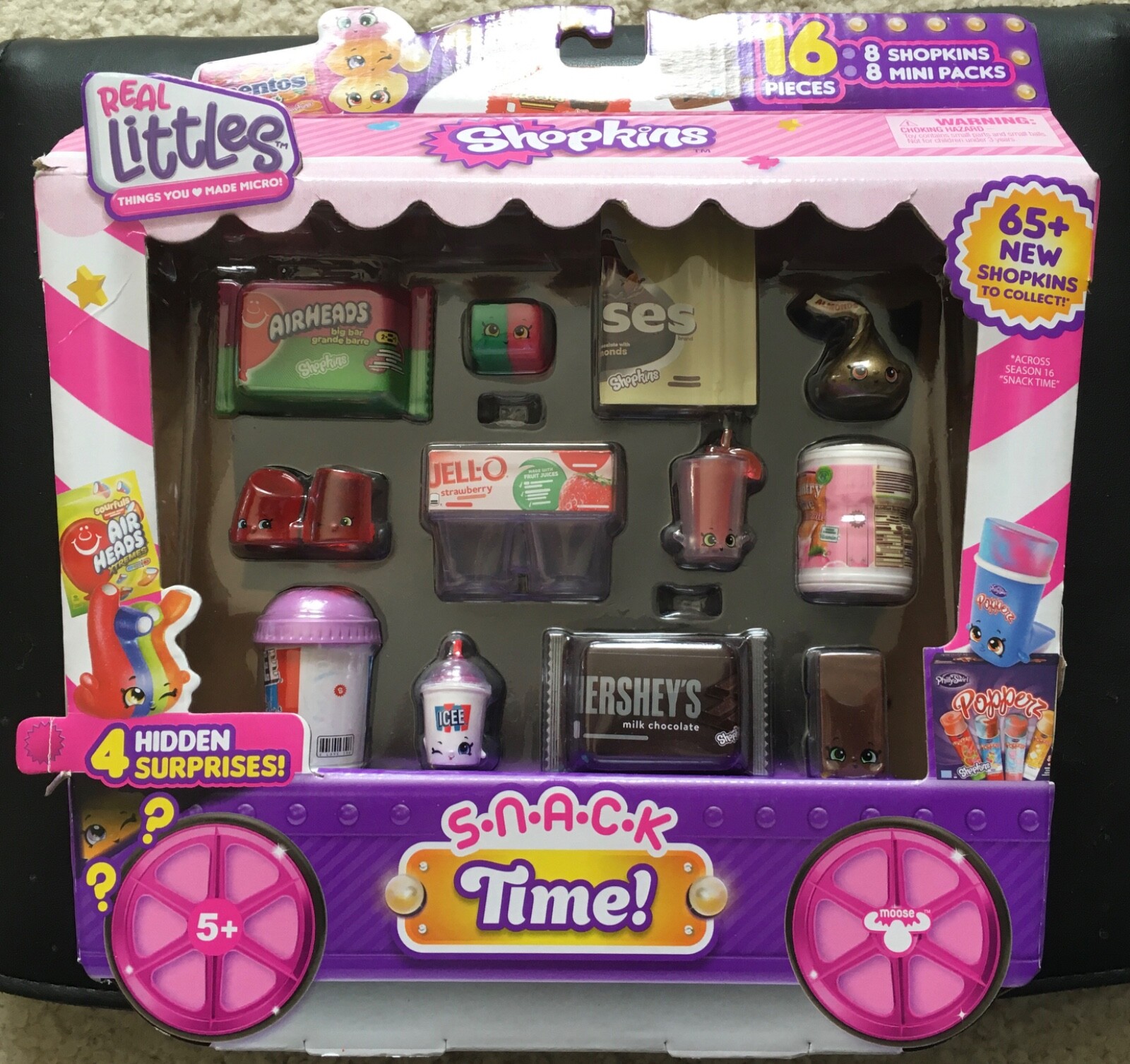 Shopkins Real Littles Snack Time Cart 16 Pieces Airheads Jell-O Icee Kisses NEW