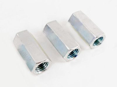 3 Pack 3/4-10, 2-1/4'' Long Hex Coupling Nut with Zinc Plate NCUP012C000STLZN