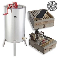 2 Bee Hive Frame Honey Extractor & 1 Super Box Beekepers Tool Kit GL-E2-1S-TK1