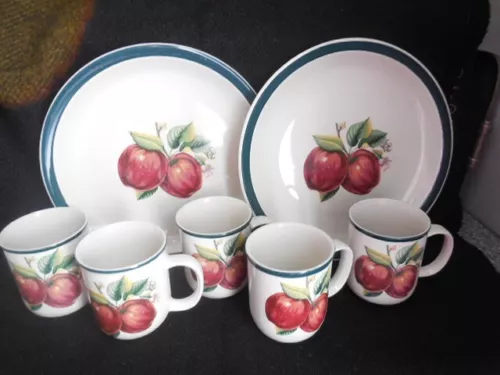 7 Casuals  China Pearl Apples (5) Coffee Cups Mugs $ (2) Dinner Plates