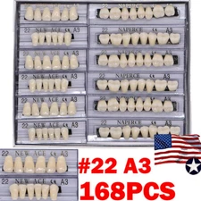168PC Acrylic Resin Denture #22 Dental Upper Lower Shade A3 Teeth Set USA