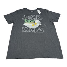 Star Wars Grogu Baby Yoda T-Shirt Men's Size XL Gray Graphic Tee Shirt Stroller