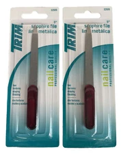 Trim Nail File Sapphire Double Sided Stainless Steel Manicure Pedicure 2 Pack