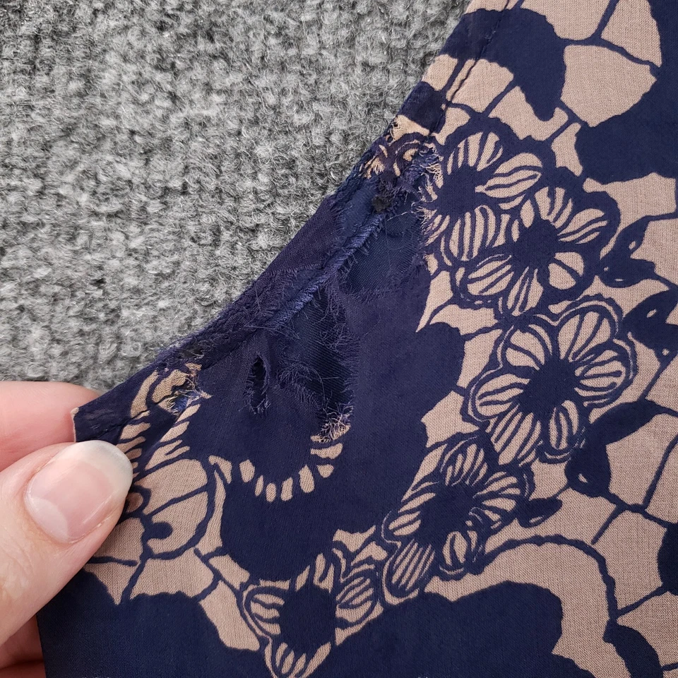 Vestido individual para mujer S pequeño azul floral sin mangas mini seda volantes línea A sin mangas Foto 3 de 4