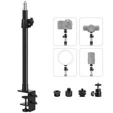 Camera Desk Mount Stand 15.5-21.5" Adjustable C-Clamp Mount Aluminum