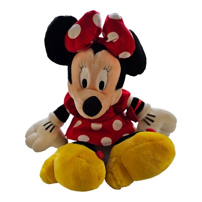 Disney Store Minnie Mouse Doll Stuffed Animal 18'' Tall Red Dress Polka Dots