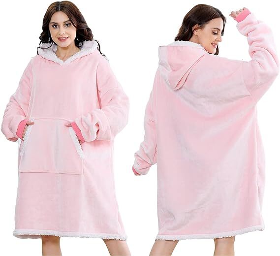 Adult Hooded Snuggle Blanket Wearable Warm Super Soft Sherpa Fleece ...