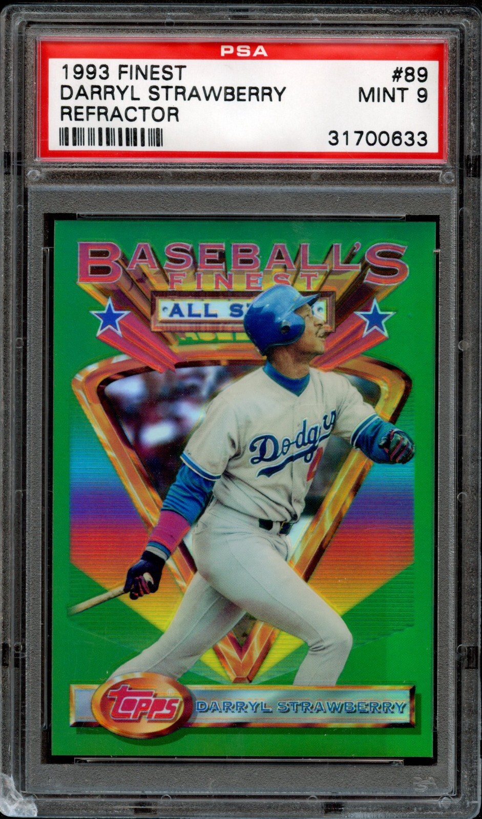 BB - 1993 - Finest - Refractor - #89 - Darryl Strawberry  - PSA 9 - MINT