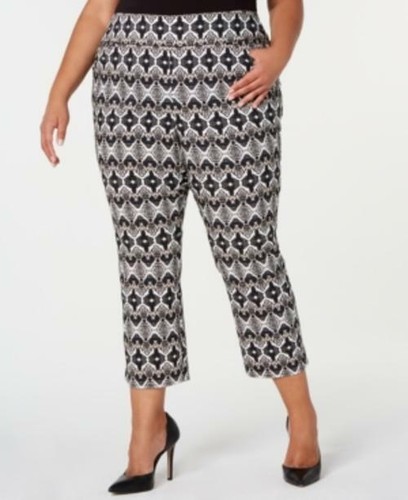 MSRP $70 I.n.c. Plus Size Printed Cropped Skinny Pants Black Size 20W