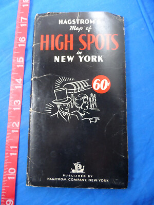 Hagstrom's Map of High Spots in New York 1960's - Awesome Huge Map 3 Feet Long!