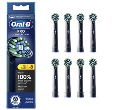 Testine Oral-B Cross Action 8pz Nere Ricambio Spazzolino Elettrico Braun