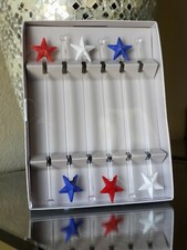 Pier 1 Americana July Patriotic Stars Swizzle Stick Set of 6 NWT SOLD OUT HTF