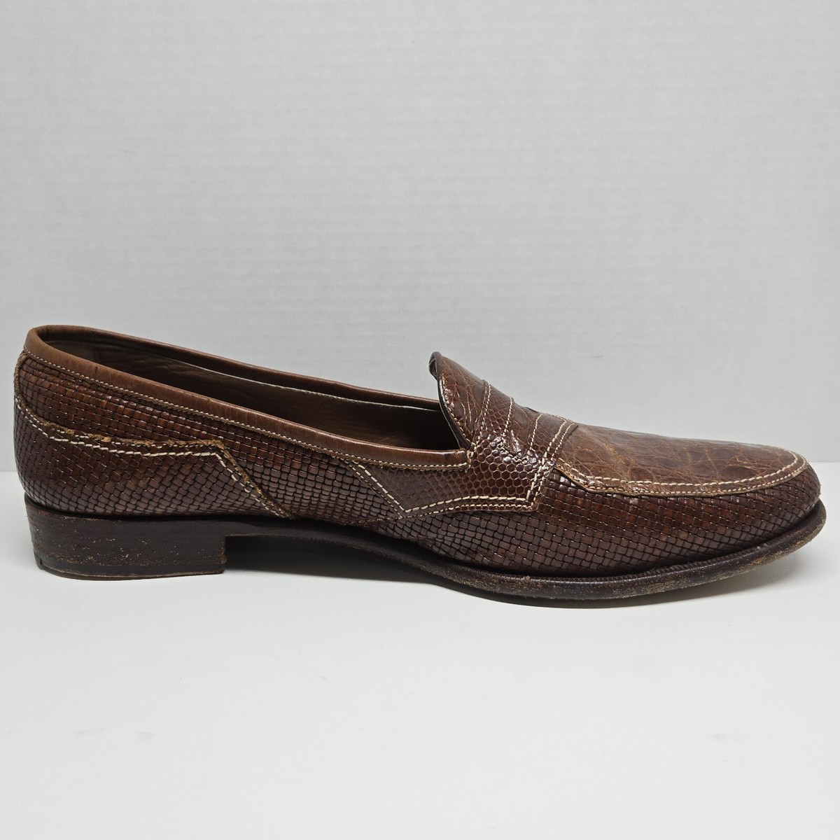 Marco Evani (Italy) Rust Leather Loafers Marco Evani Italy Brown Crocodile Men main image 4
